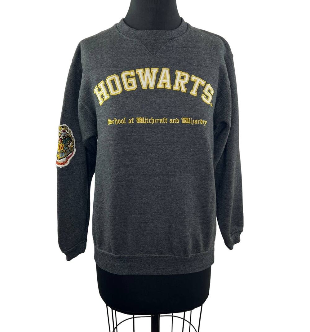 HARRY POTTER Gray White Sweatshirt Hogwarts School of Witchcraft and Wizardry M
